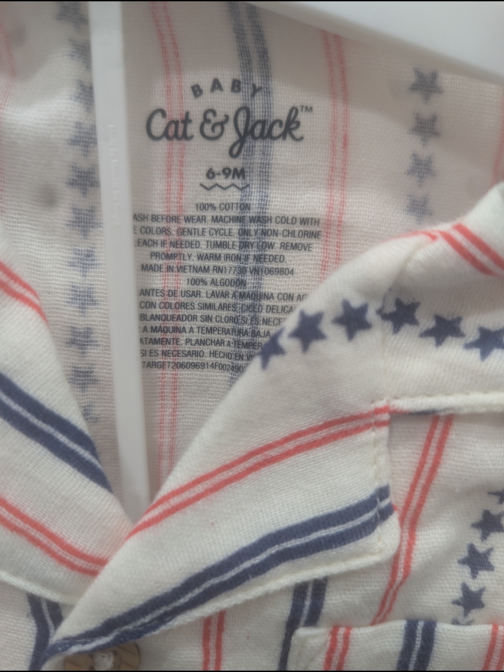 Baby Cat & Jack 6-9M Red & Navy Striped Button-Up